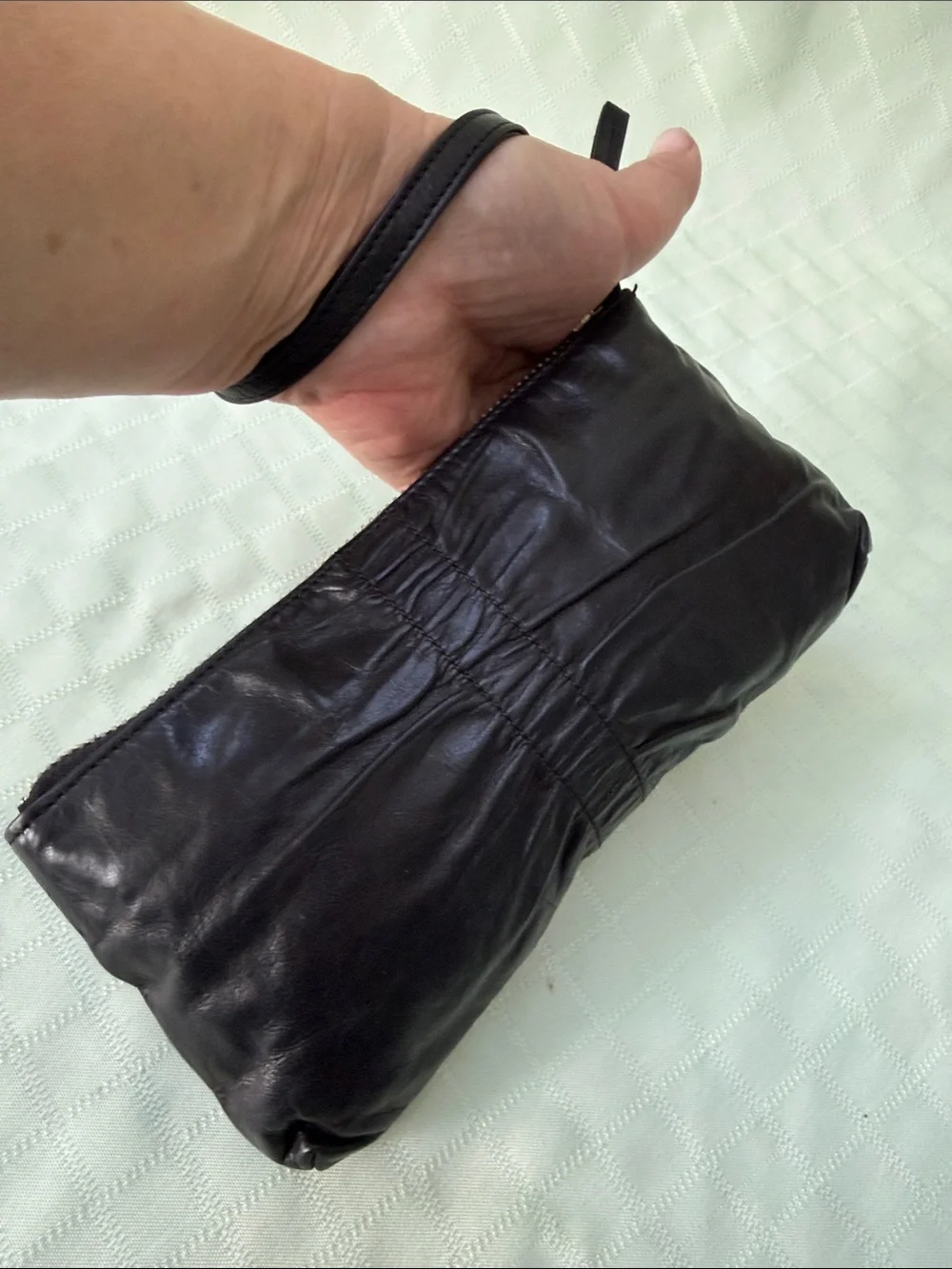 Vintage Y2K Banana Republic Black Leather Wristlet Clutch - Classic Evening Bag